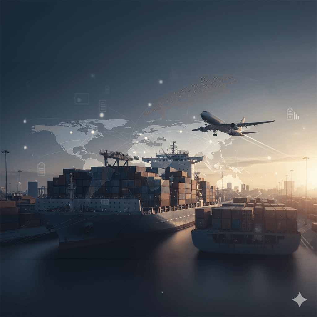 Fondo de logística y contenedores